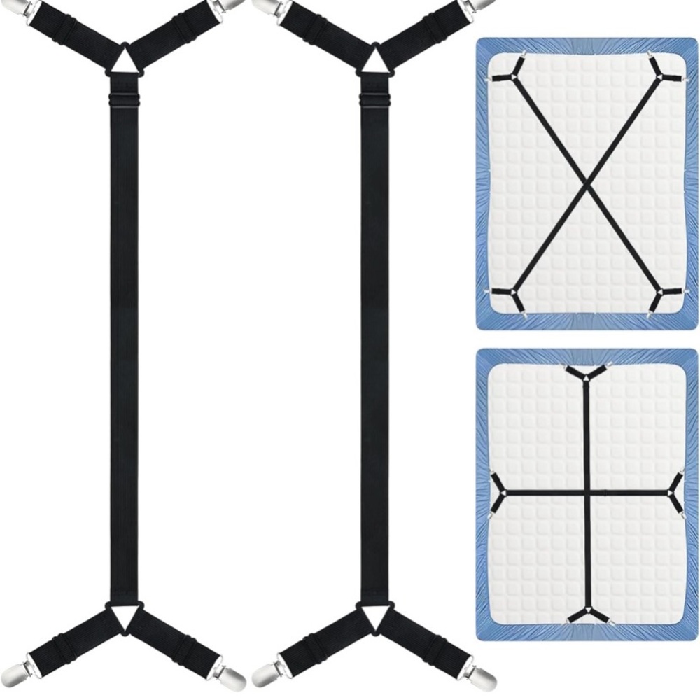 Black Bed Sheet Straps